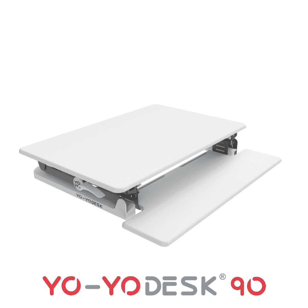 Yo-Yo Desk 90 White Side View Folded